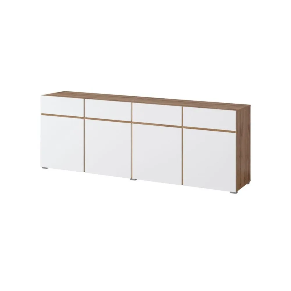 Sideboard Cross 4 dörrar med 4 lådor - Vit