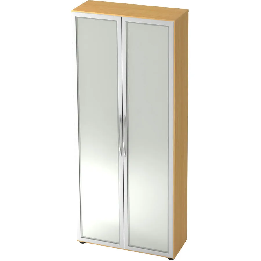 Aktenschrank Office silber, semi transparent, natur Holzwerkstoff, Glas, Aluminium gebürstet B 80 H 188 cm