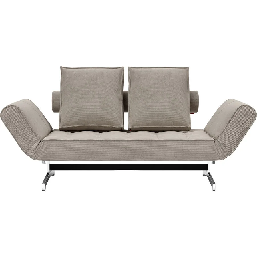 Innovation Bettsofa Ghia Beige, Silber Polyester Stoff, Metall B 210 T 80 cm Verstellbare Stütze/Verstellbare Lehne
