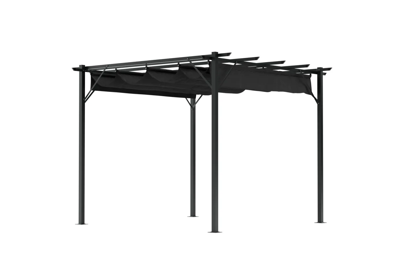 Loppes Pergola med skjutbart tak 3x3 m i stål - Svart