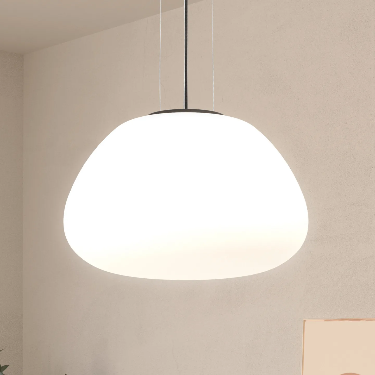 Balmes Hängeleuchte, weiß, Ø 42 cm, Glas - Stars of Light - Wohnzimmer - Modern - Mit Schirm