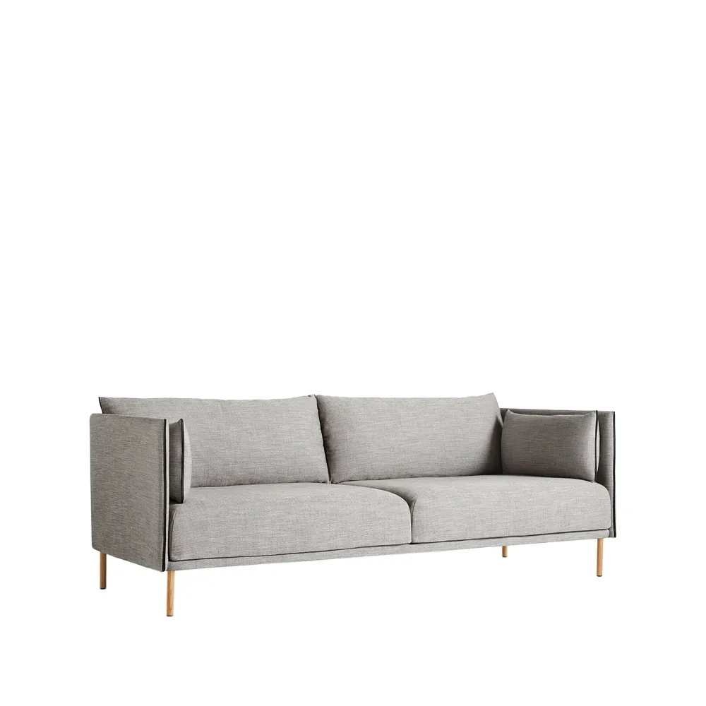 HAY Silhouette 3-Sitzer Sofa Grey-schwarz Paspelierung-geölte Eichenbeine