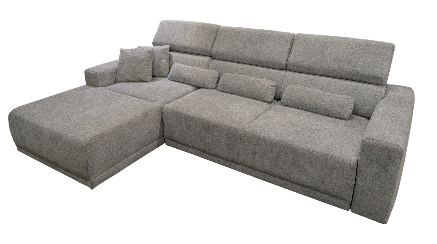 Ecksofa grau elektrische ausfahrbar 285 cm - CASSIO