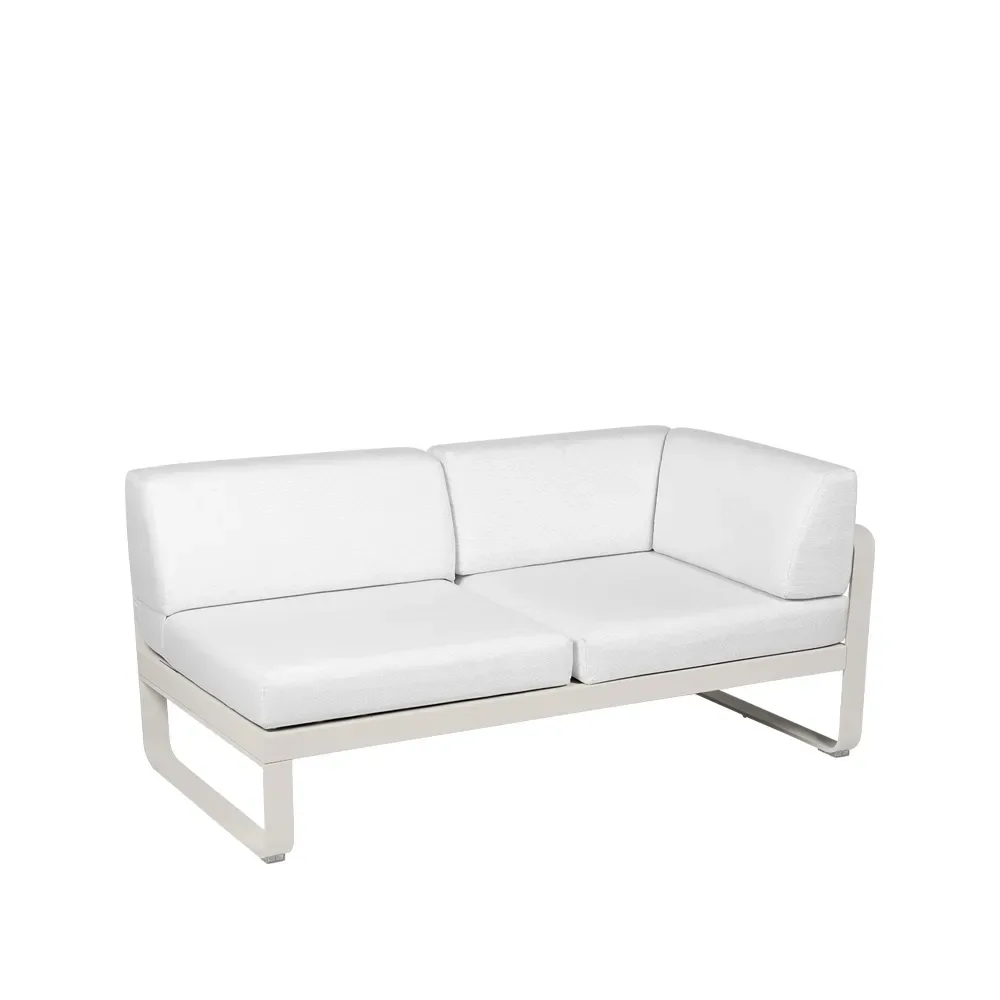 Fermob Bellevie Corner modulsoffa 2-sits Clay grey (grå), offwhite dyna, höger