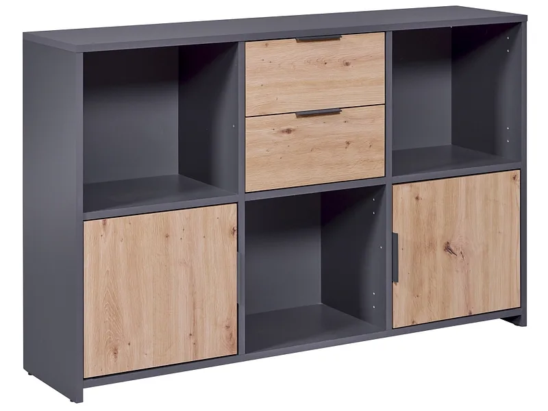 Bibliothek MODULO 120x30x77cm 5 Fächer anthrazit