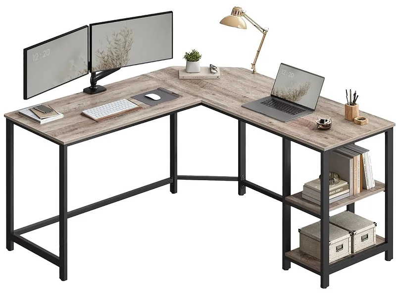 Eckschreibtisch SONGMICS ROCKY 138x138x76cm elfenbein