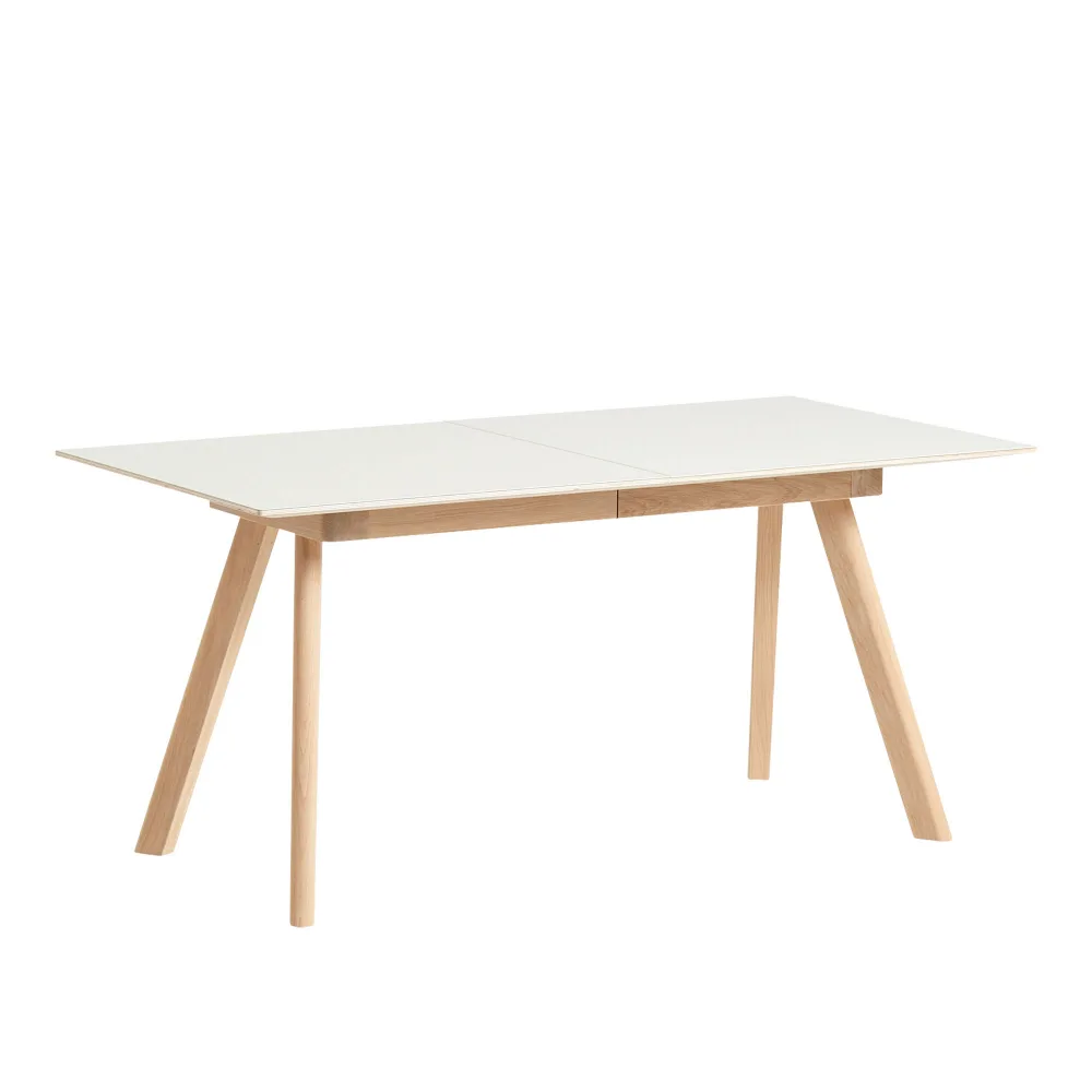 HAY - CPH30 2.0 Extendable Table Lacquered Oak Frame L160 X W80 X H74 Off-White Linoleum Tabletop Lacquered Edge - Matbord - Ronan & Erwan Bouroullec - Vit - Trä