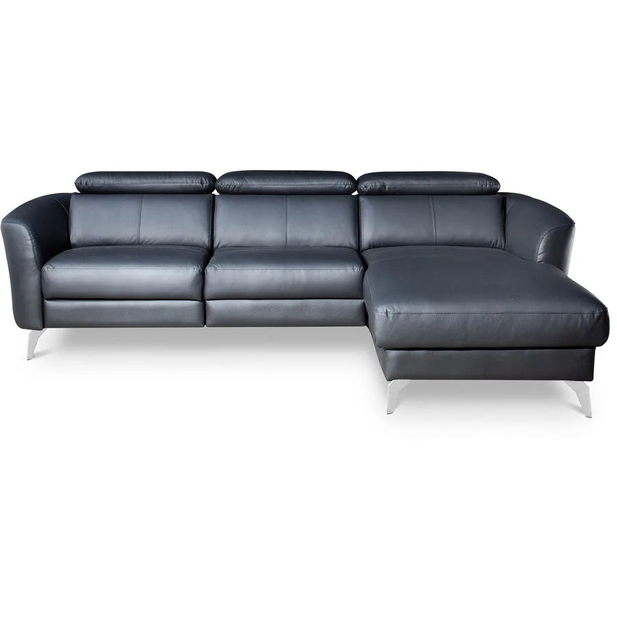 Ecksofa Simba Links 100% Echtleder + Korpus Lederlook Schwarz B 261 T 183 cm