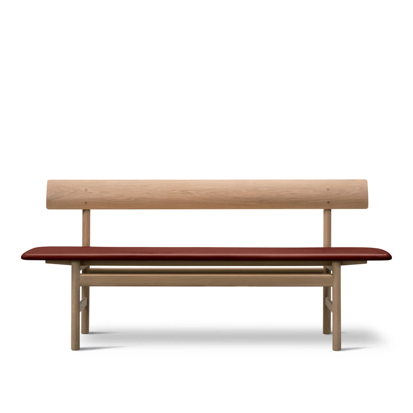 Fredericia Furniture - The Mogensen Bench, Oljad ek, Omni Cognac 307 - TV-bänkar - Børge Mogensen - Brun - Läder/Trä