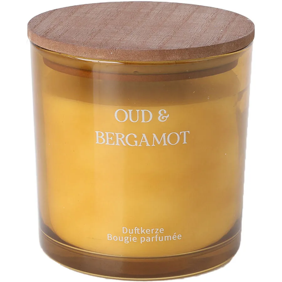Duftkerze Oud&Bergamot D10cm braun - Material: Glas, Holz