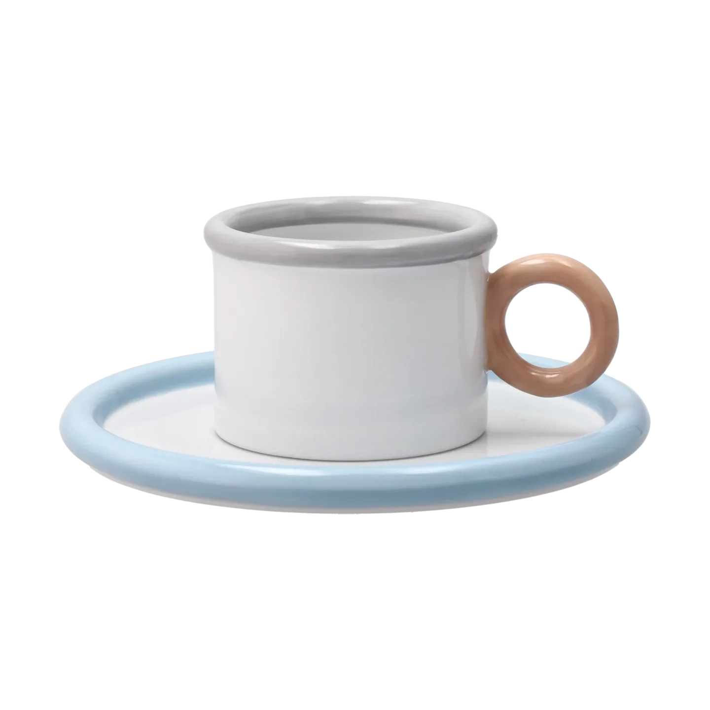 Scandi Living Chunky Tasse mit Untertasse Blau-grau
