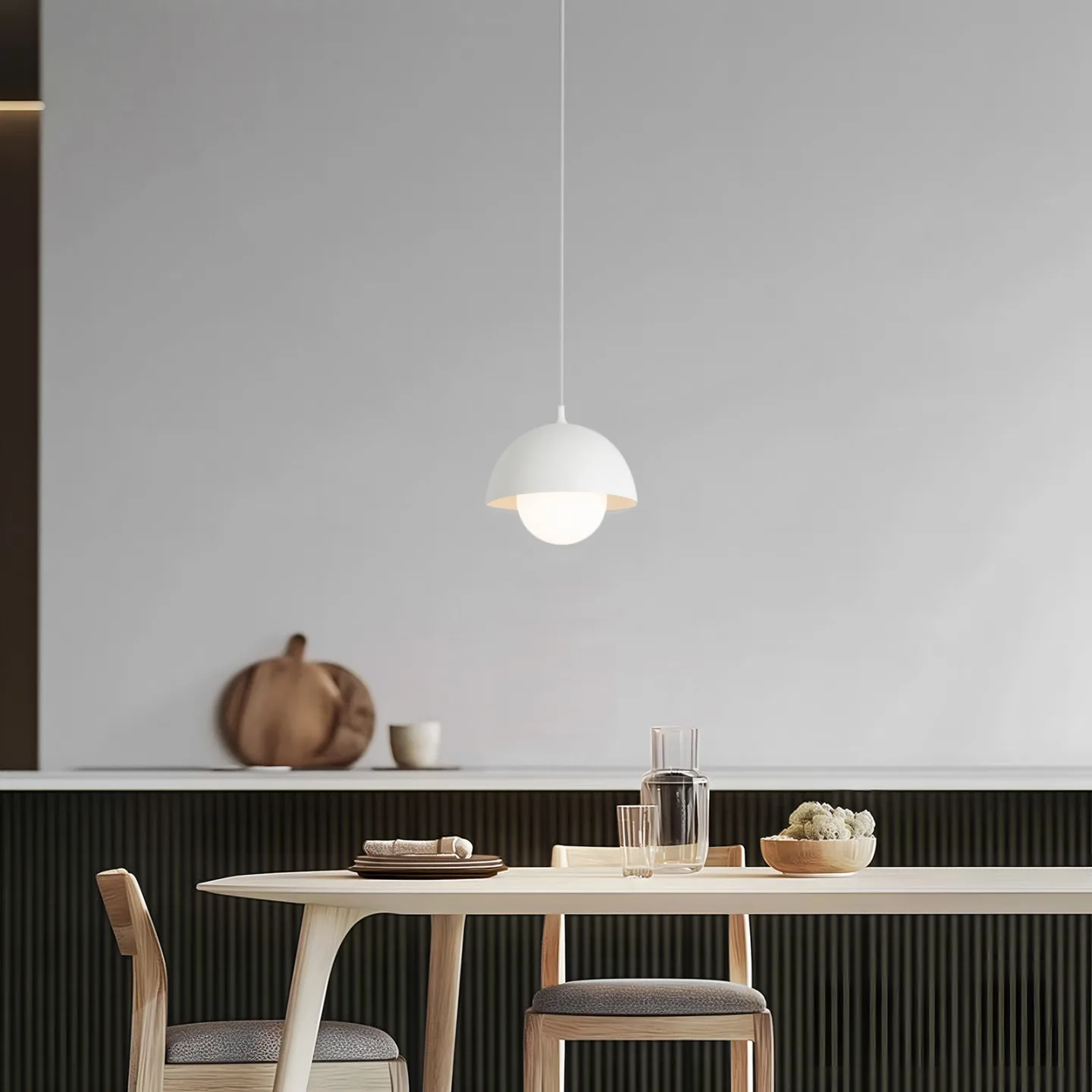 Hide Pendelleuchte, Ø17 cm, weiß, Alu/Opalglas, G9 - NOLA - Wohnzimmer - Skandinavisch - Aluminium - Einflammig