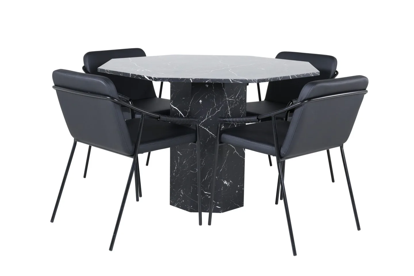 Marbs Matgrupp 110 cm Rund med 4 Tvista stolar - Svart
