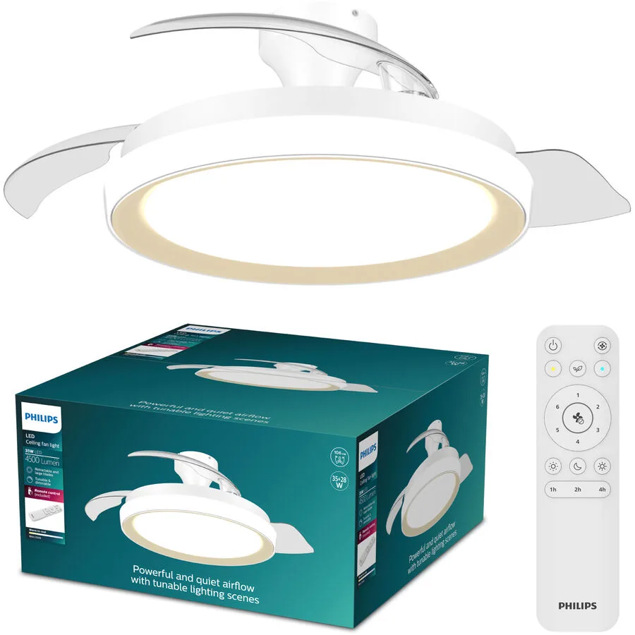 Deckenventilator mit Licht Bliss Philips Kunststoff gold 28W Ventilator + 35W Deckenlampe - LED - LED Energiesparlampen
