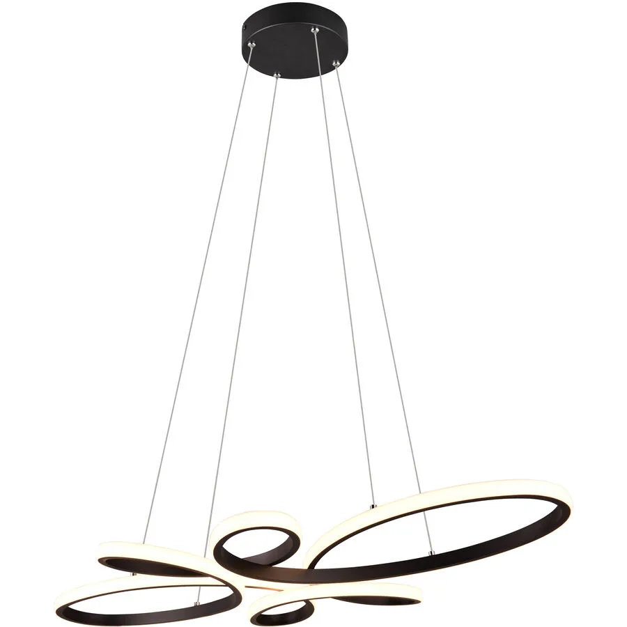 Pendellampe Yusuf Schwarz Metall 83 cm 150 cm - Farbe: Schwarz matt - LED - LED Energiesparlampen