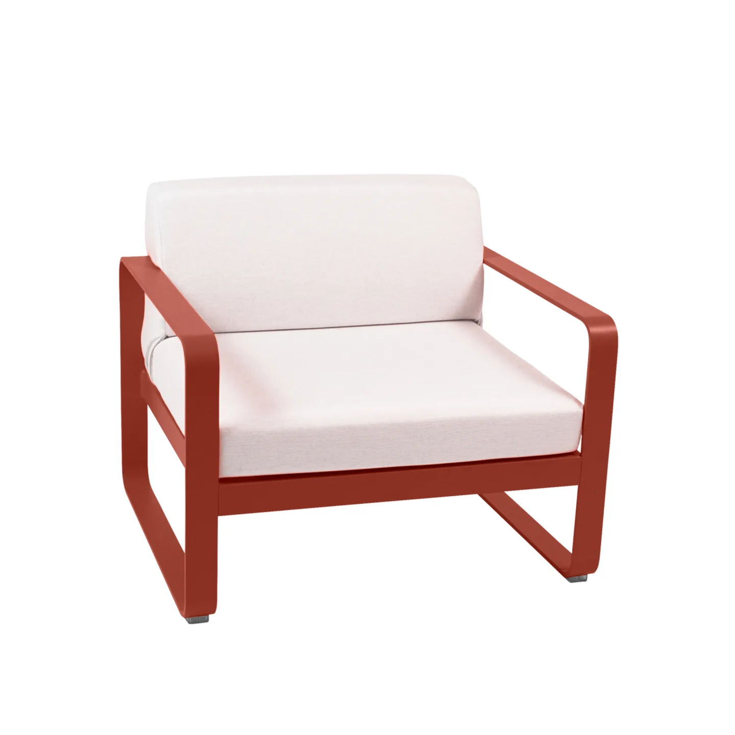 Fermob - Bellevie Armchair Off-White Cushions, Red Ochre - Fåtöljer utomhus - Pagnon & Pelhaître - Röd - Metall/Plast
