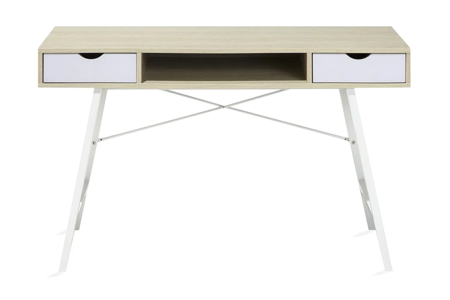 Clarita Skrivbord 120 cm med Förvaring Hylla + 2 Lådor - Trä/Natur