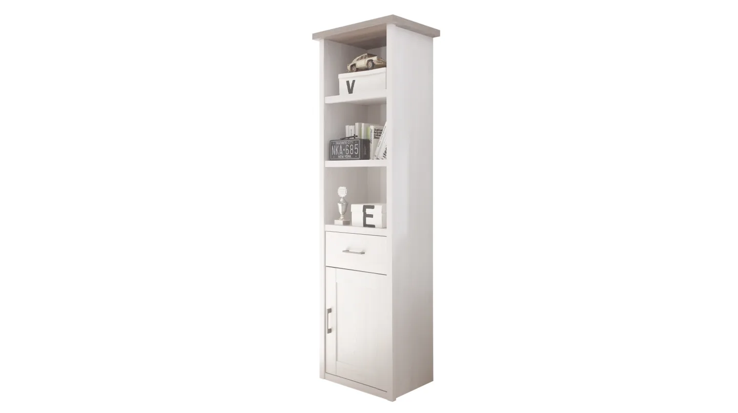 Standregal 54 cm Pinie weiß mit 1 Schublade - LUCA