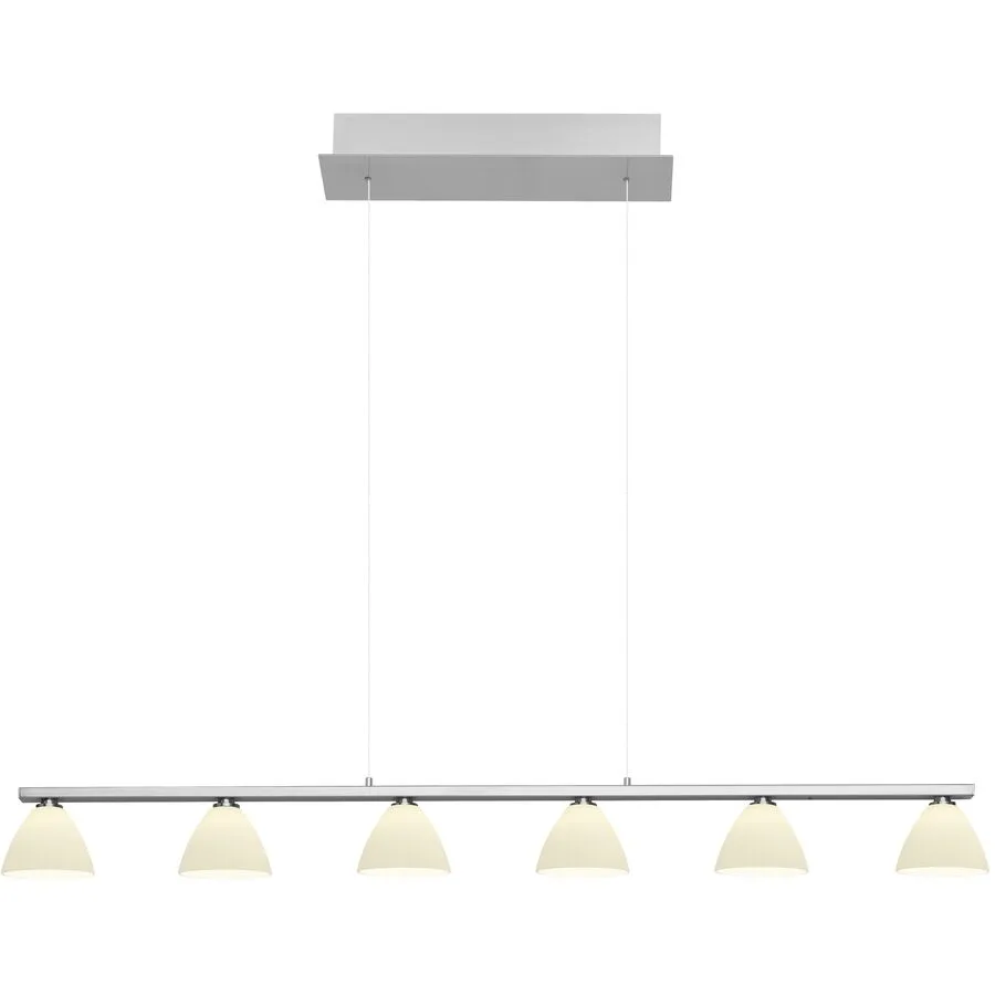 Pendellampe Emmeline Grau Metall 114 cm 150 cm - Farbe: Nickel matt mit Chrom - LED - Lichtfarbe: Extra warmweiss - LED Energiesparlampen