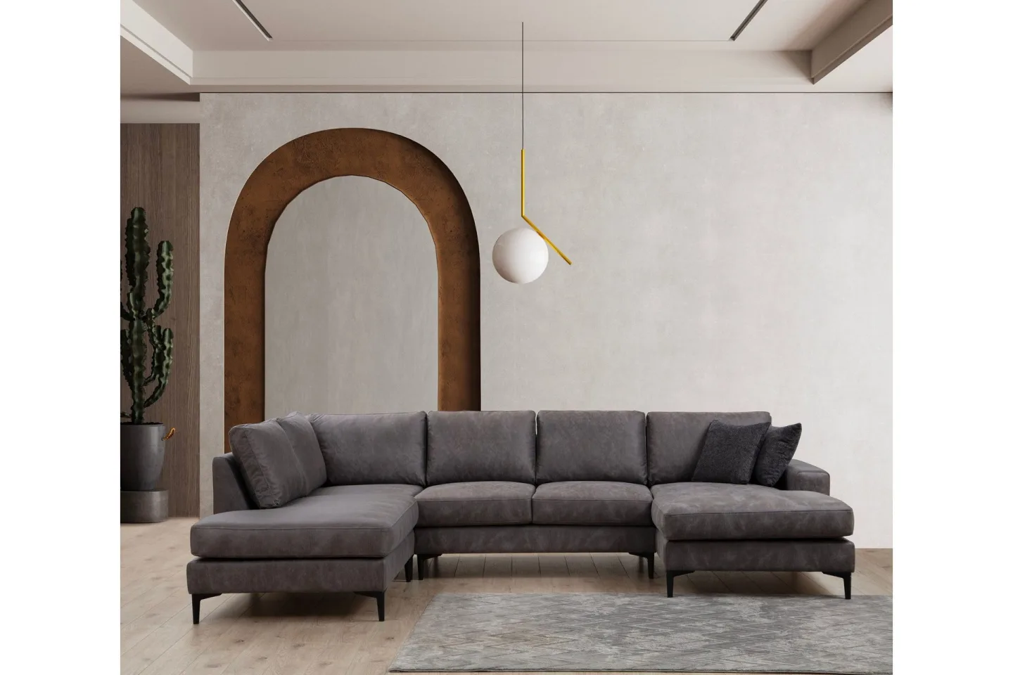 Svanabyn Soffa m. Divan och Schäslong 4-sits - Antracit