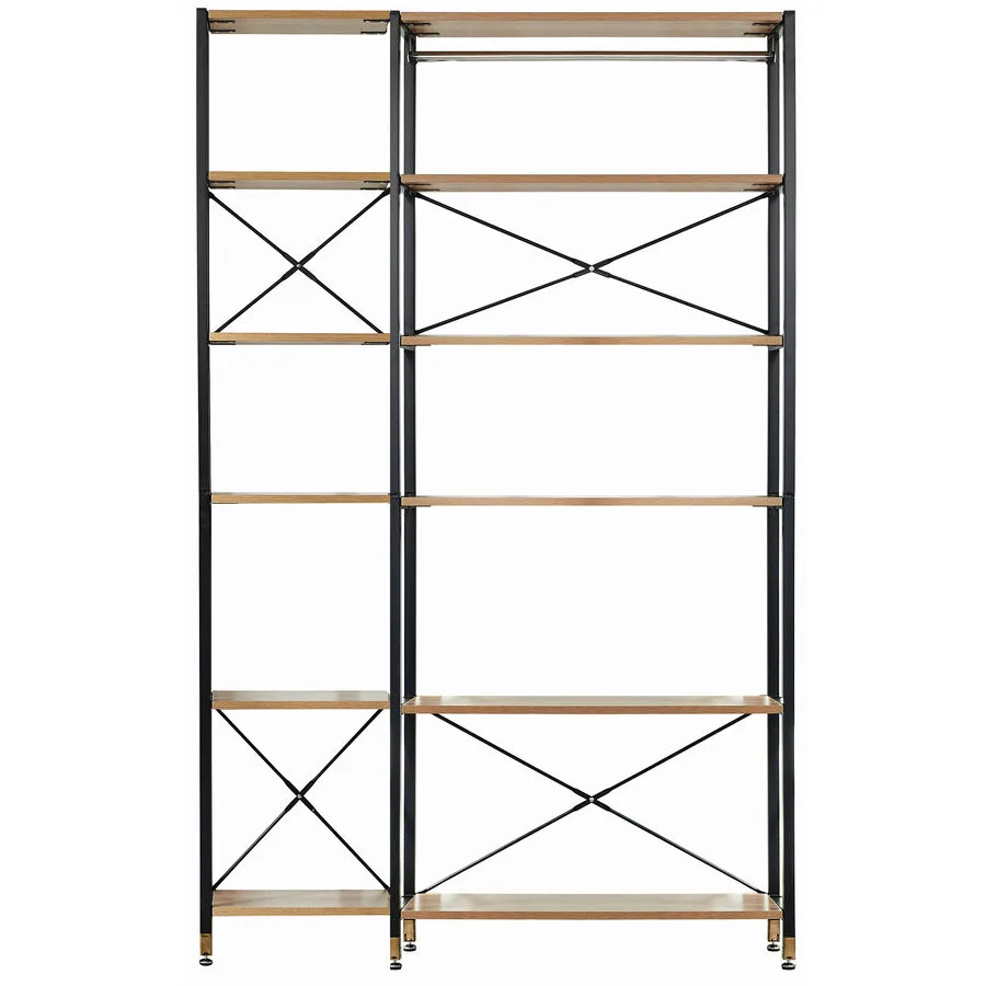 Regal Tim natur, schwarz MDF, Metall B 127.5 H 210 cm