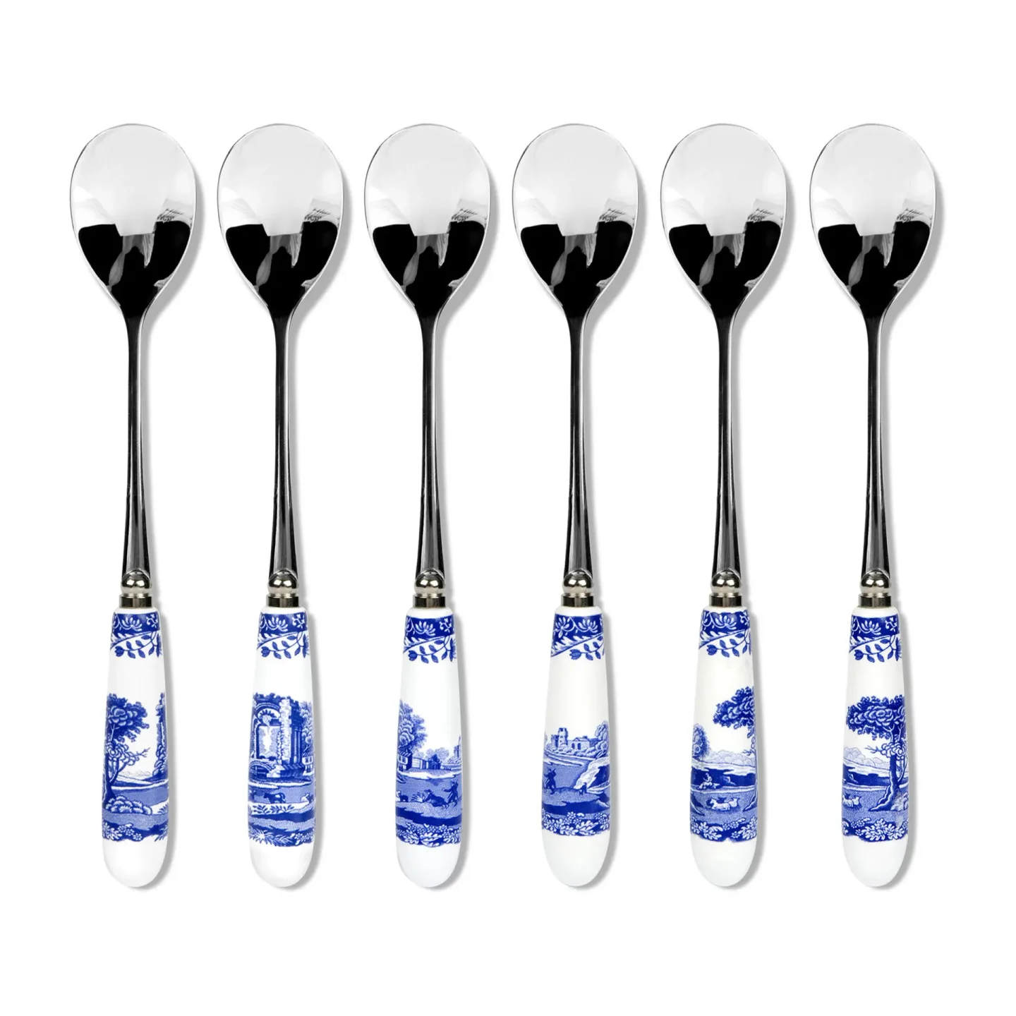 Spode Blue Italian Teelöffel 6er Pack Keramik-Edelstahl