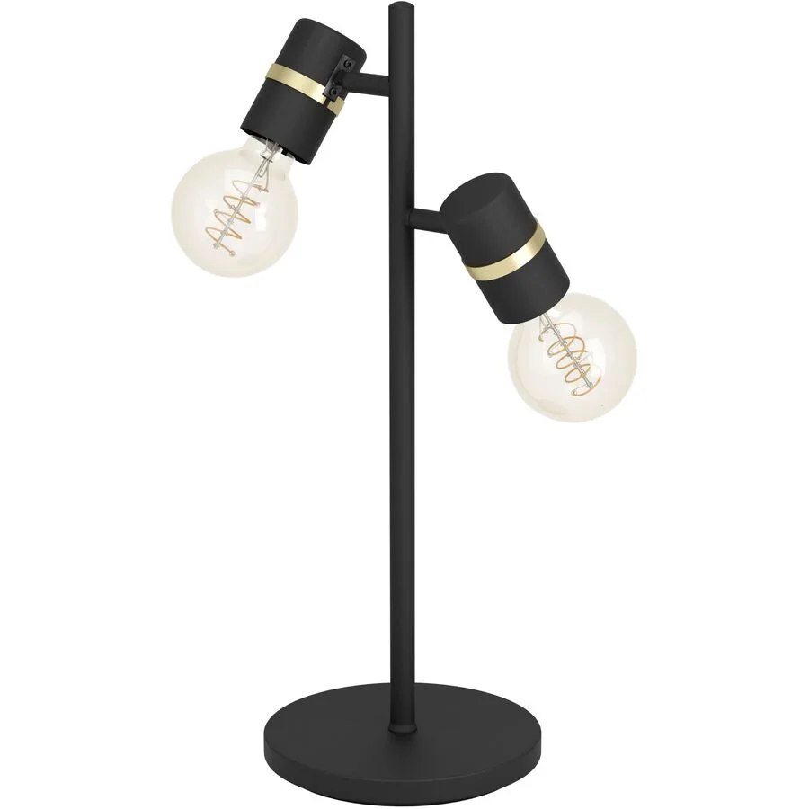 Eglo Tischlampe Lurone Schwarz Stahl 5 cm 50 cm - Farbe: Schwarz/Messing