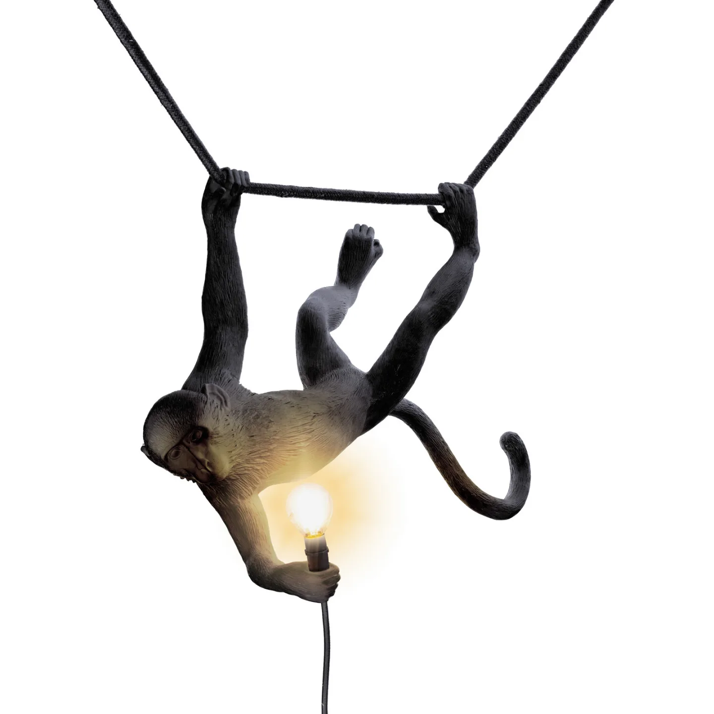 Monkey Swing Außen Pendelleuchte Schwarz - Seletti Monkey Lamp - Design - Kunststoff