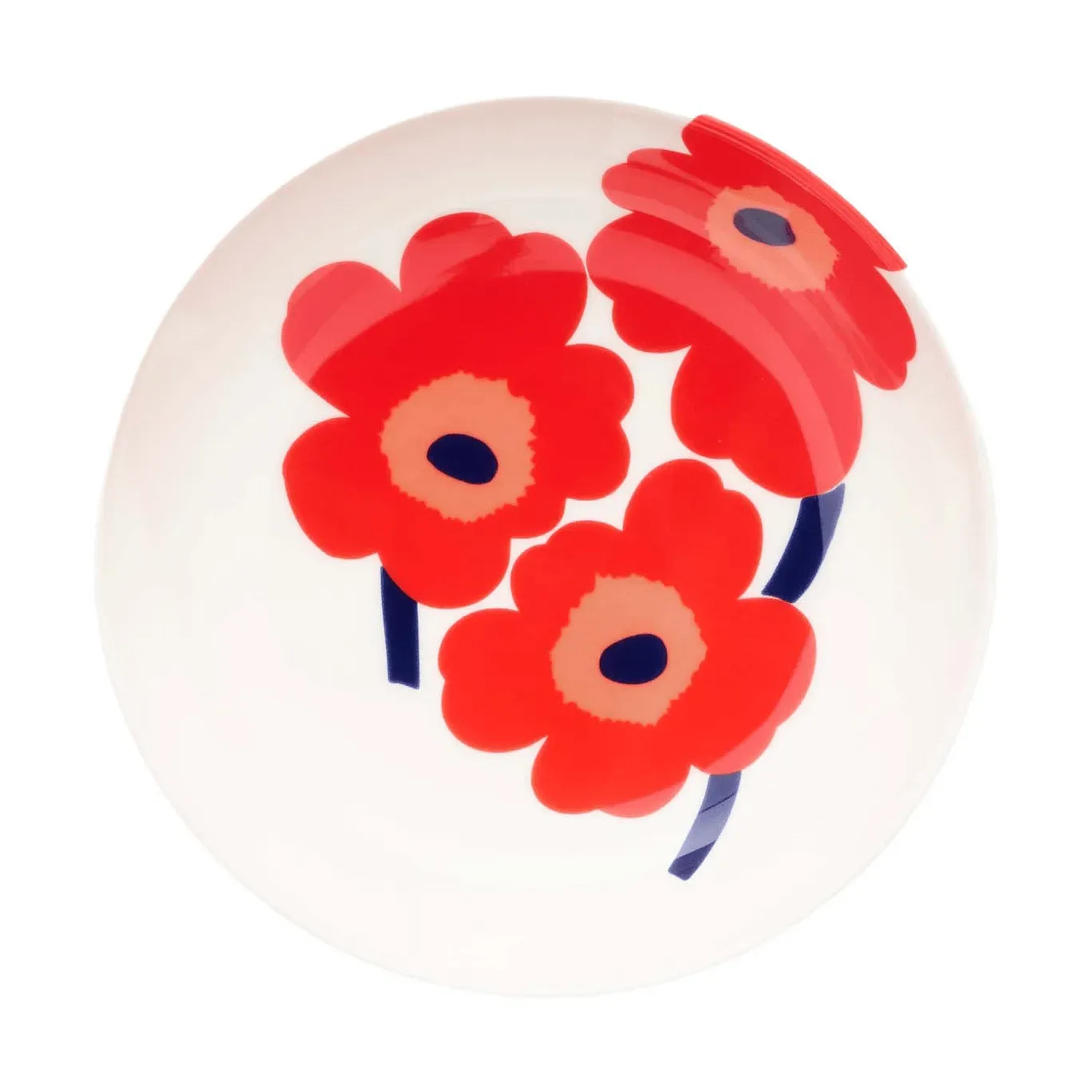 Marimekko Unikko tiefer Teller Weiß-Rot-Blau