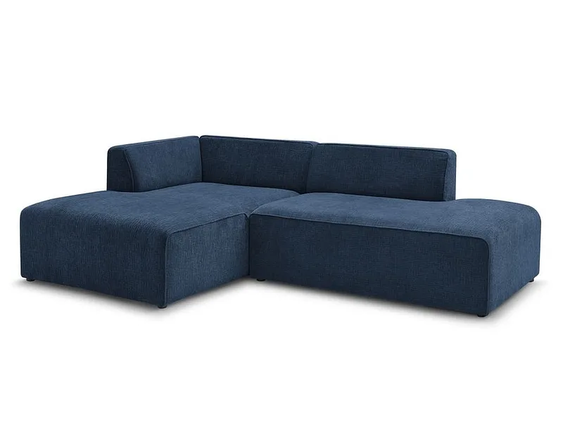 Ecksofa BOBOCHIC MEGEVE Stoff mit Textur dunkelblau