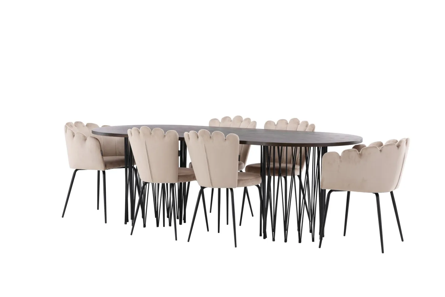Matgrupp Alismo 220 cm Oval med 2 Limhamn stolar - Beige