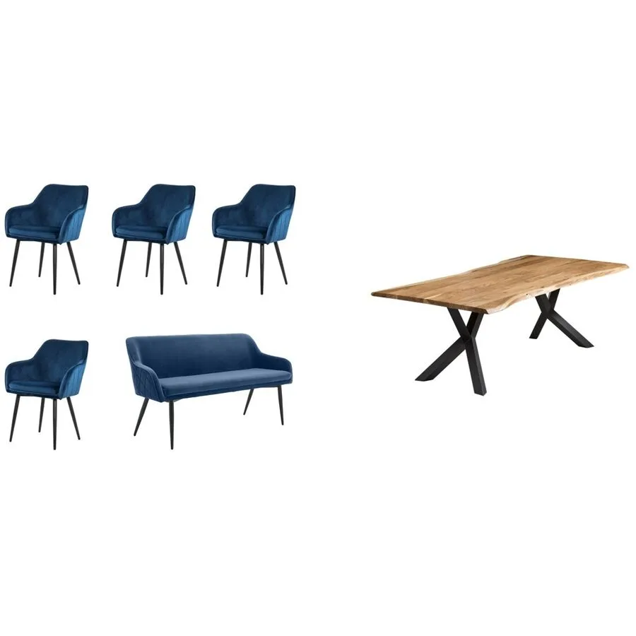Essgruppe Kuro natur Akazie/Samt B 220 T 110 cm
