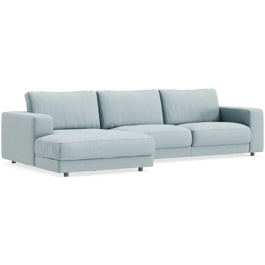 Ecksofa Ava Links Bezug: 88% Polyester, 12% Polyacryl light blue B 320 T 170 cm - Möbel Konfigurator: Traummöbel individuell zusammenstellen