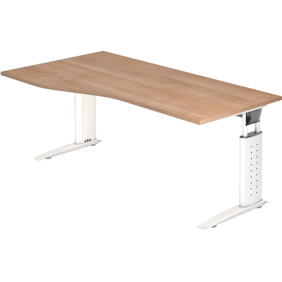 Schreibtisch Office Nussbaum/weiss Holzwerkstoff Höhenverstellbar B 180 T 100 cm