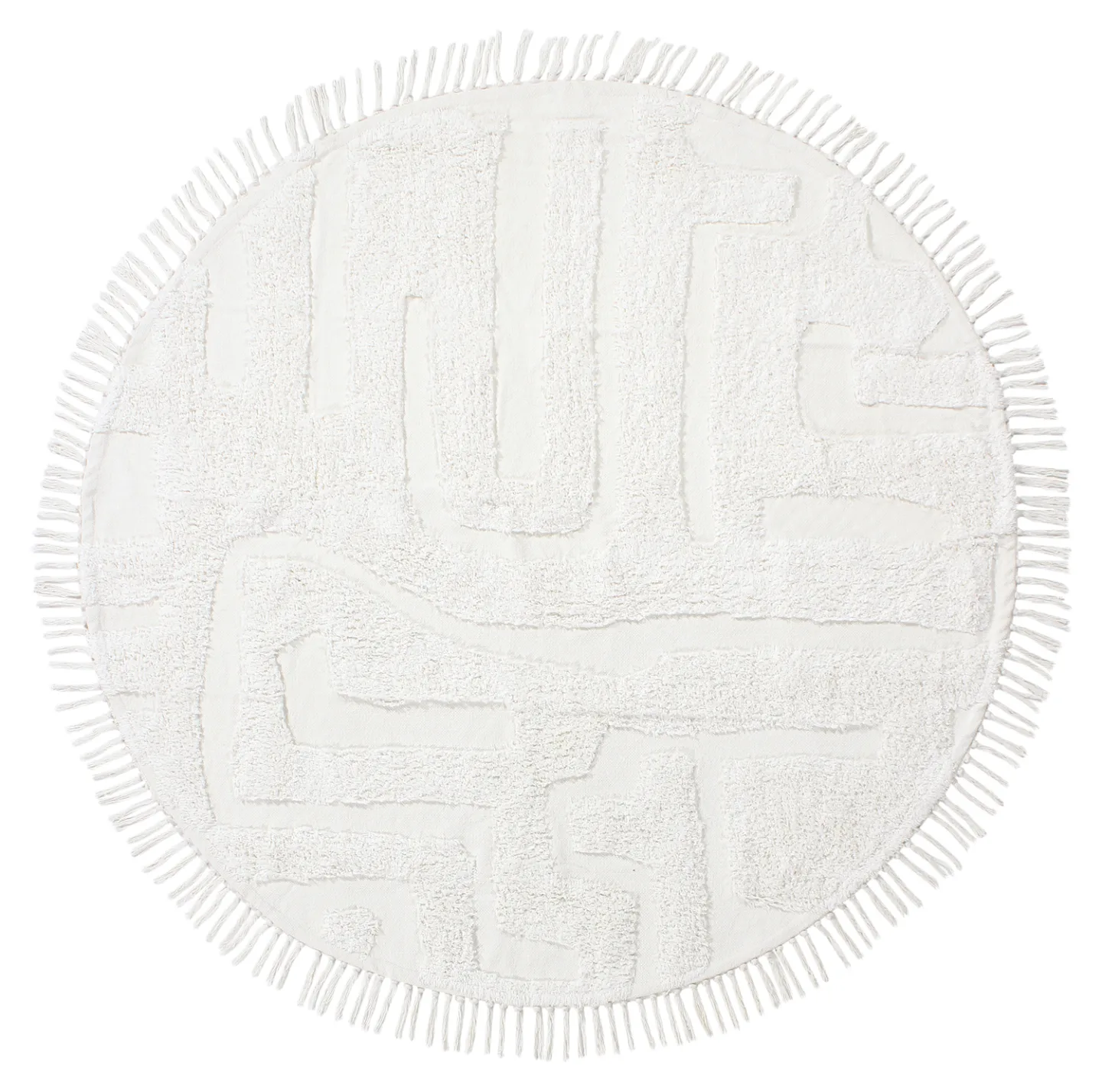 Rundt teppe - Fallon Natural Cotton Shaggy (off-white) (Størrelse: Ø 160 cm)