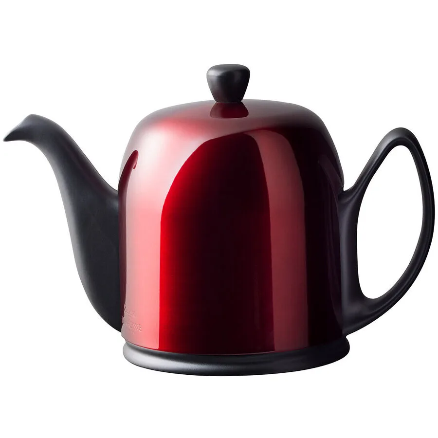DEGRENNE Teekanne Salam Rot/Schwarz Porzellan/Edelstahl H 13.1 cm 1 l