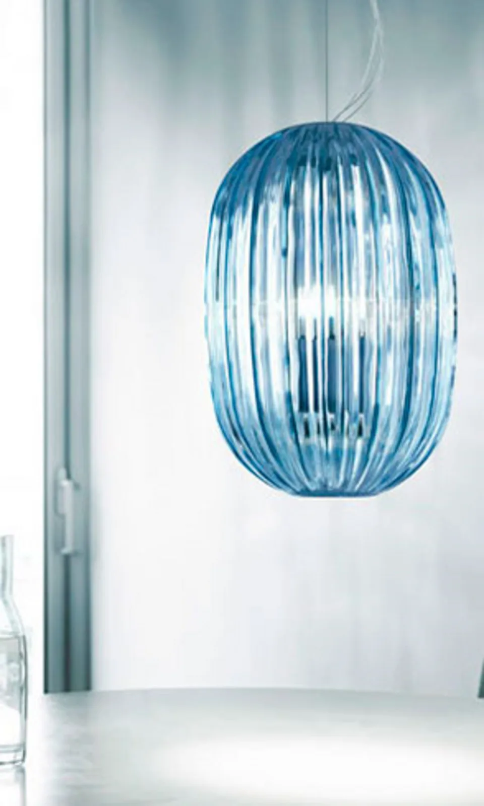 Plass Medium Pendelleuchte Hell Blau 3,2m - Foscarini - Esszimmer - Kunststoff