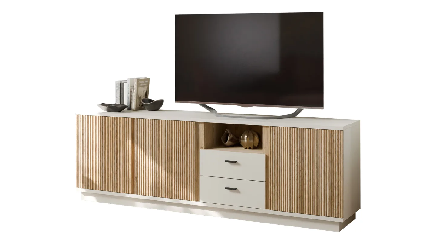 TV - Lowboard Beige-Kaschmir - Eiche - 200 cm TV-Board - MOSANO