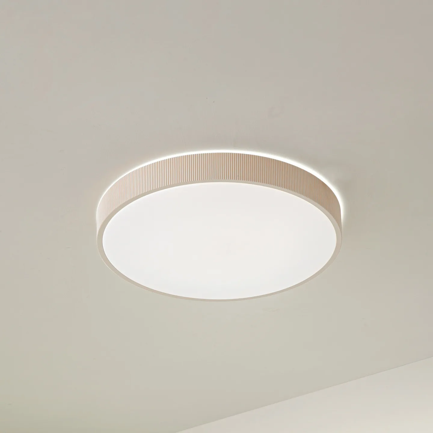 Zylo LED-Deckenlampe Beige Ø 49 cm CCT dimmbar - Lindby - Wohnzimmer - Kunststoff - Bündig