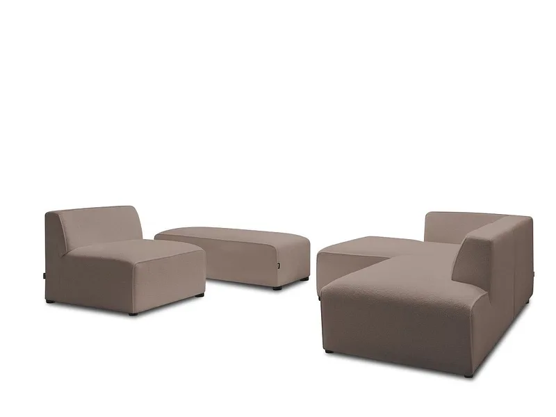 Ecksofa mit Hocker BOBOCHIC MEGEVE Boucle-Stoff rotbraun