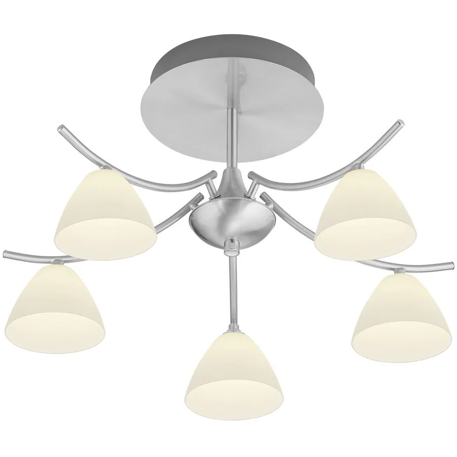 Deckenlampe Emmeline Grau Metall 53 cm 33 cm - Farbe: Nickel matt mit Chrom - LED - Lichtfarbe: Extra warmweiss - LED Energiesparlampen