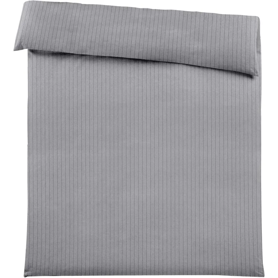 Duvetbezug Emma 200x210cm lightgrey Stripe - Farbe: hellgrau - Material: 100% Baumwoll-Flanell, Heather Melange Optik
