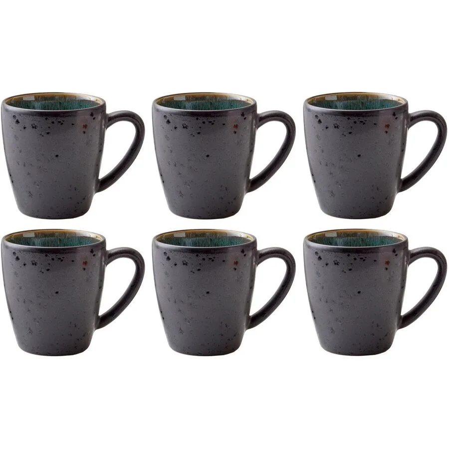 Kaffeetassen-Set BITZ Schwarz/Grün Steinzeug H 8 cm 190 ml