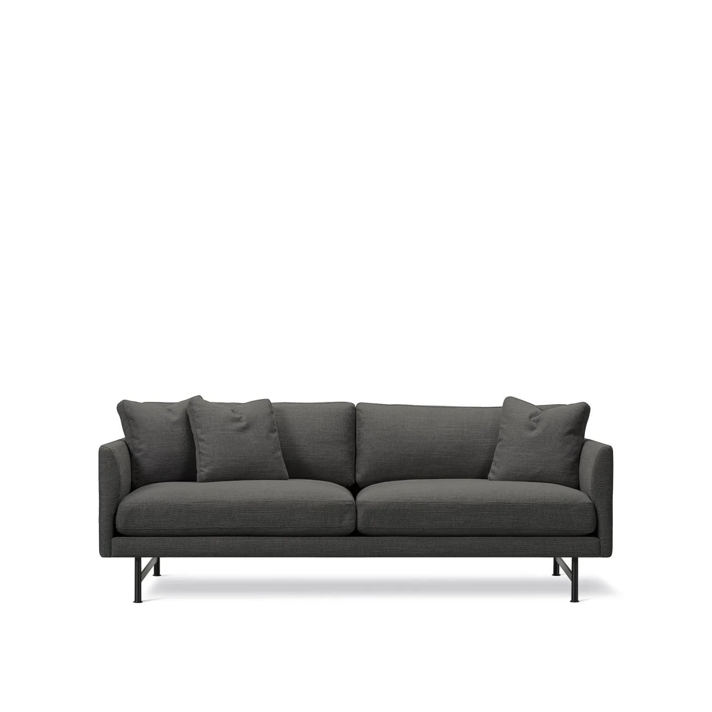Fredericia Furniture - Calmo 2 Seater 95 Metal Base - Tyg 3 - Sunniva 173, Black Steel - Soffor - Hugo Passos