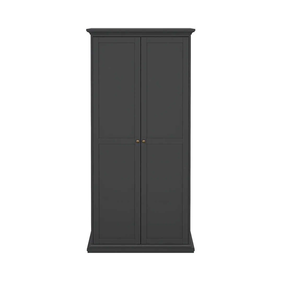 Venedig Kleiderschrank 2 Türen matt grau.