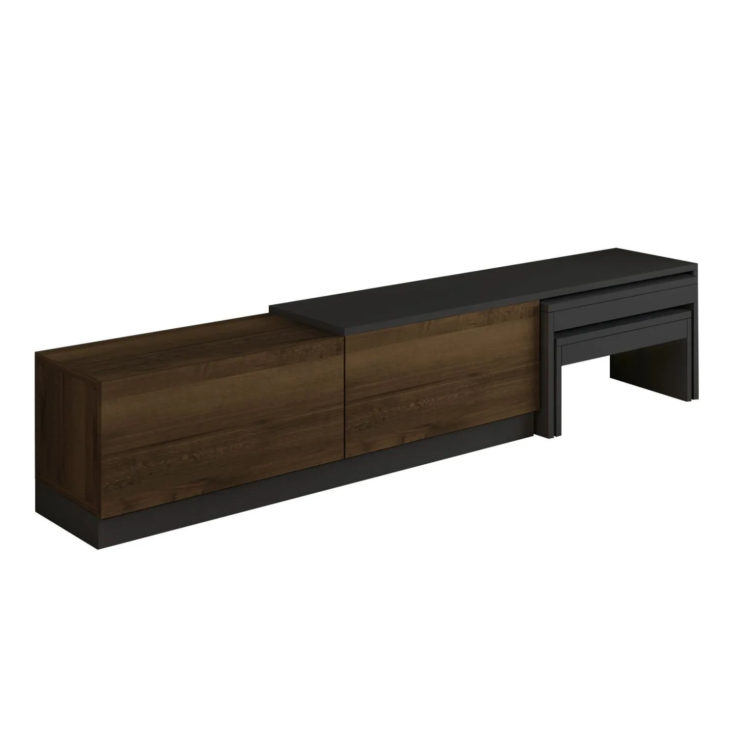 Zalven TV-bänk 180x36x30 cm - antracit och antik valnöt