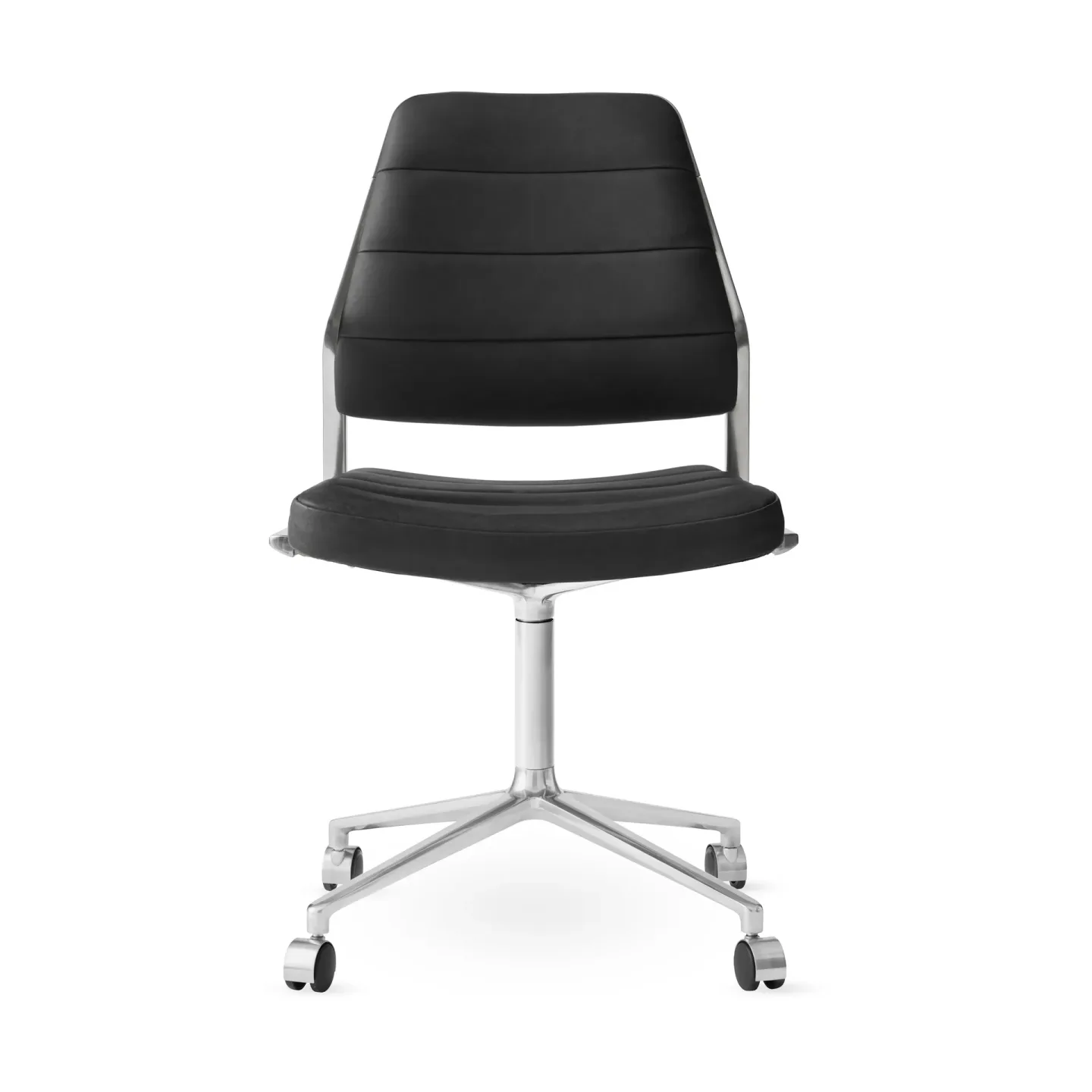 Vipp Vipp454 Swivel chair kontorsstol med hjul Black leather-polished aluminium