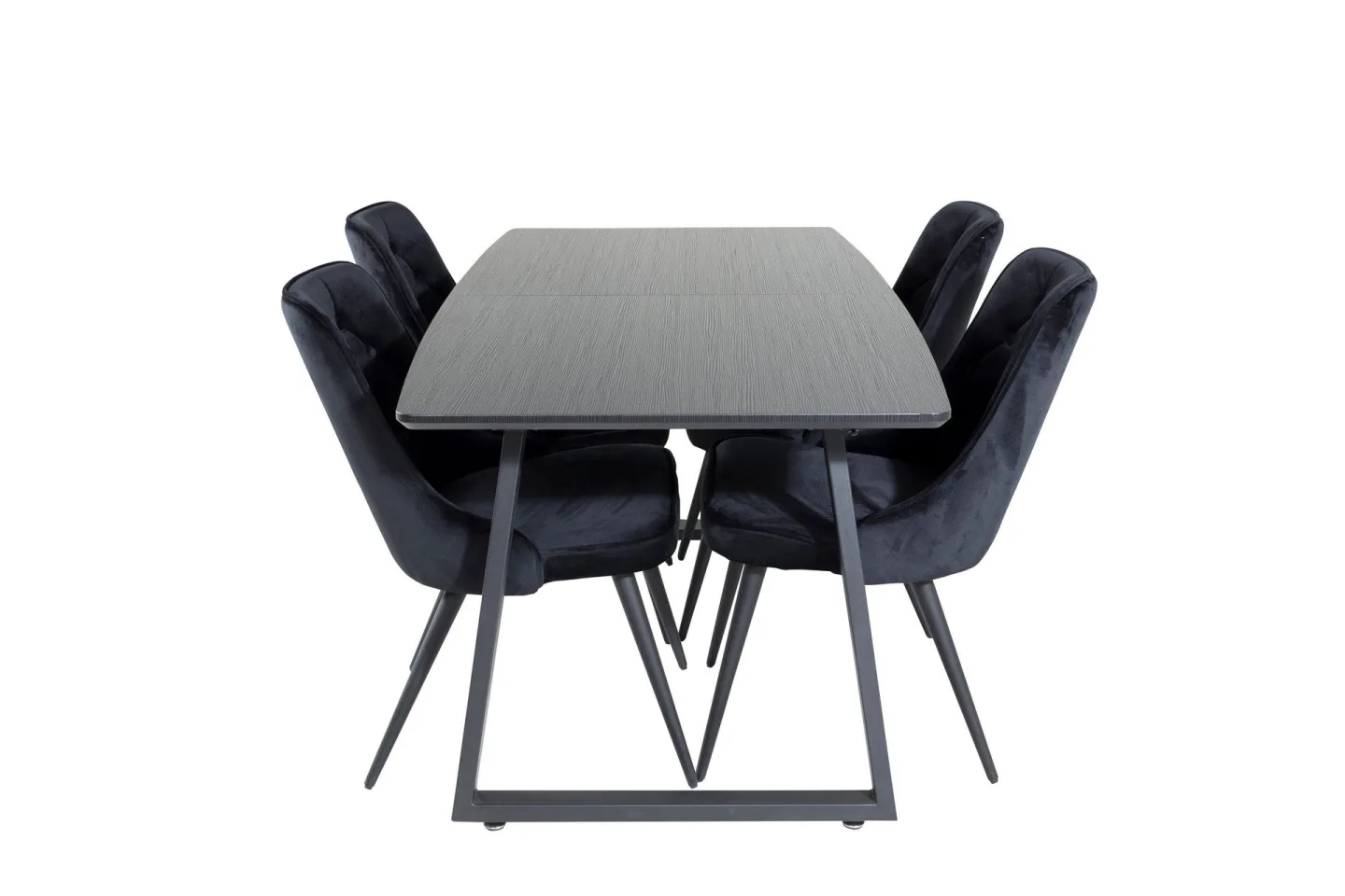 Inca Matgrupp Förlängningsbar 160 cm Rektangulär med 4 Velvet Deluxe stolar -
