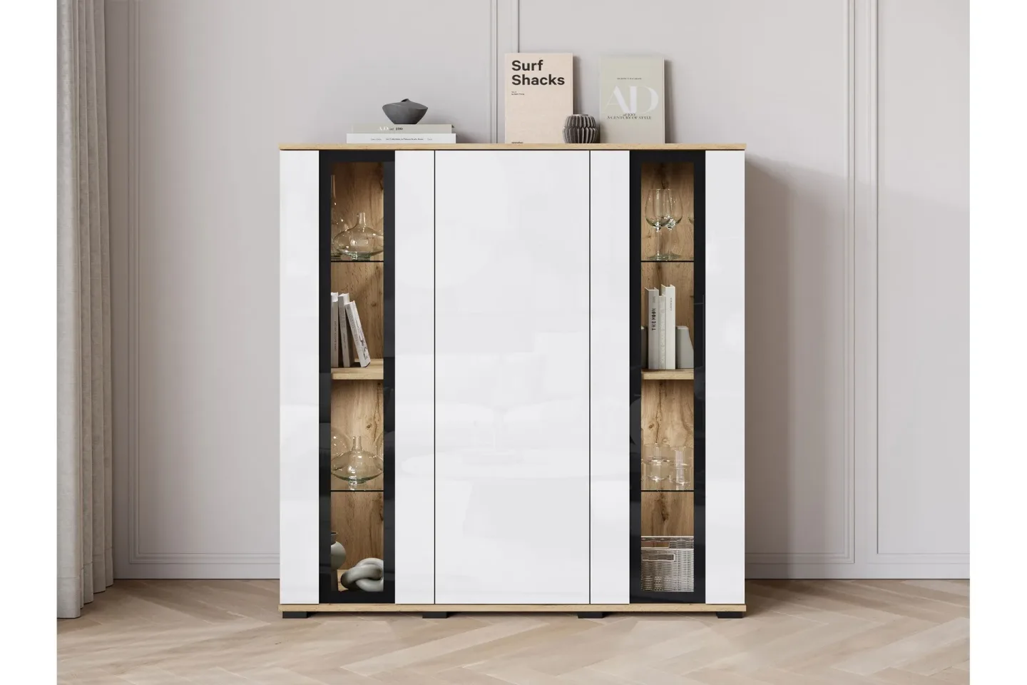 Gamal Highboard - Brun/Vit