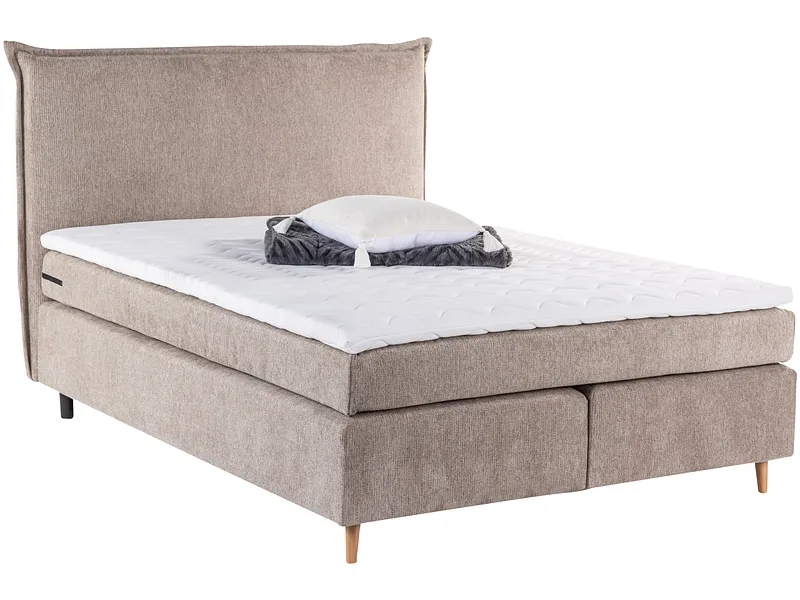 Boxspringbett LUGANO taupe 160x200cm halbfest